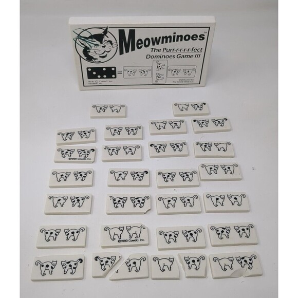 Vintage 1992 Meowminoes Cat‎ Dominoes Game Missing and Broken Tiles Incomplete - Picture 1 of 10